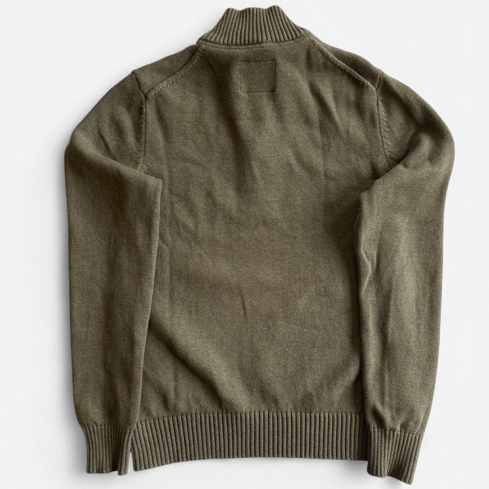 St. John’s Bay Earthy Green Quarter Zip Mockneck Cotton Knit Sweater - Picture 5 of 5